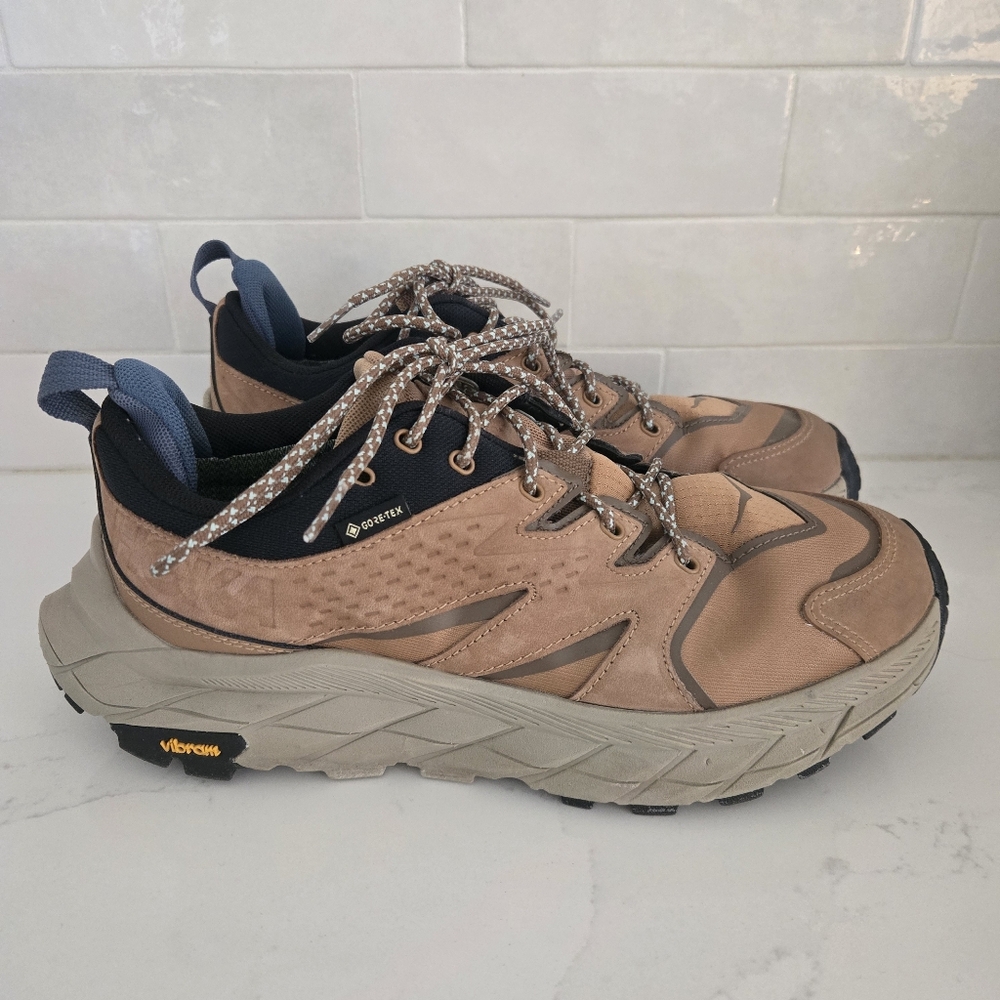Hoka Anacapa Low GTX Waterproof Leather Hiking Shoe Brown Tan Womens Size 8.5B - Picture 1 of 9